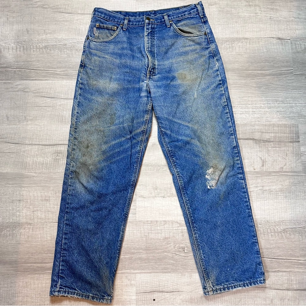 Carhartt B21 DST Men's Flannel Lined Relaxed Fit Denim Jeans 36 X 32 Medium Wash